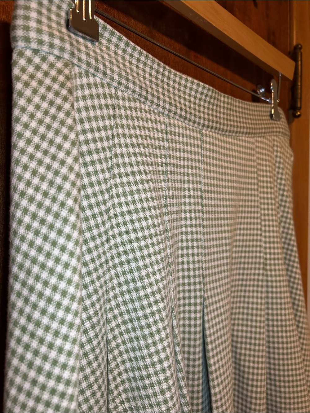 Free People Honey Pleated Gingham Mini Skirt Green - Picture 5 of 11